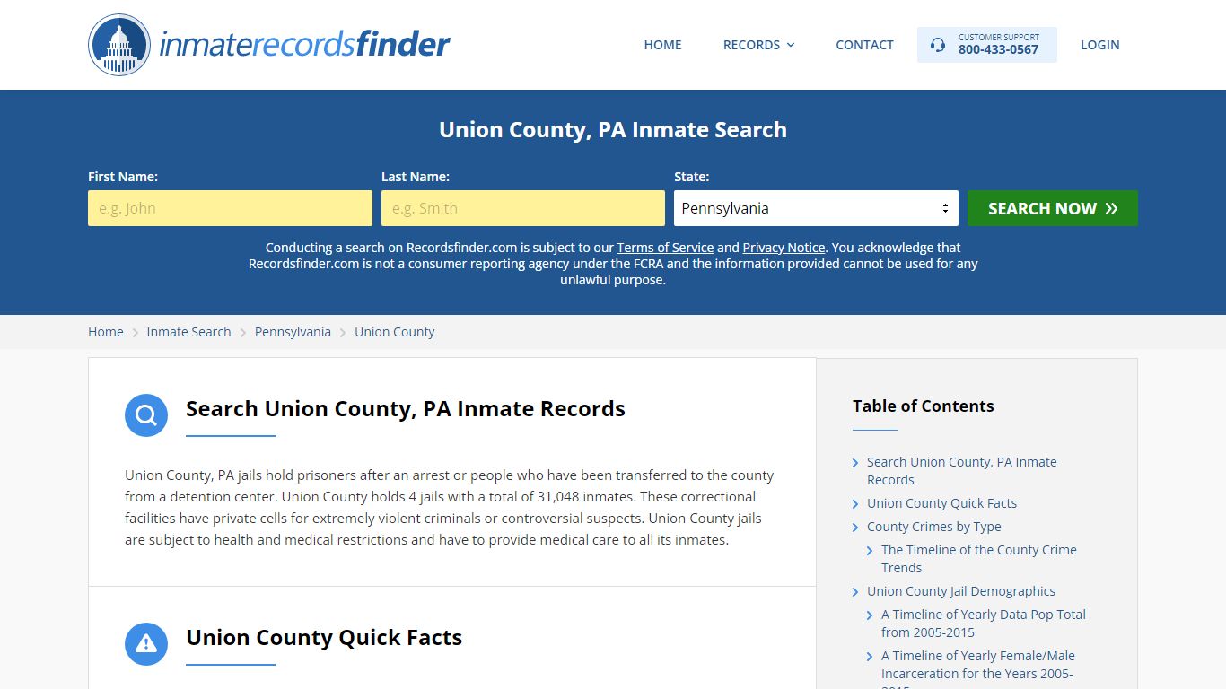 Union County, PA Inmate Lookup & Jail Records Online