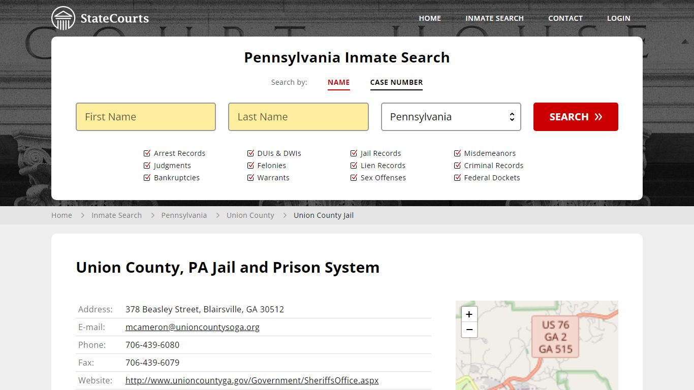 Union County Jail Inmate Records Search, Pennsylvania - StateCourts